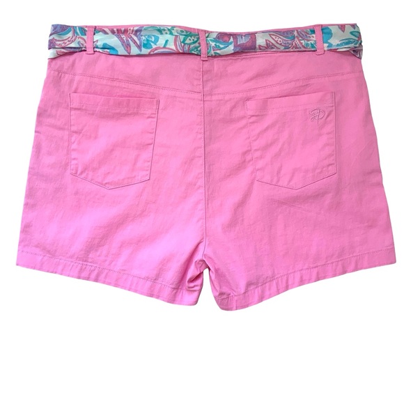 Stella Parker Women's Stylish Belted Short w/ Printed Waist Scarf Pink Size 12 - Picture 2 of 12